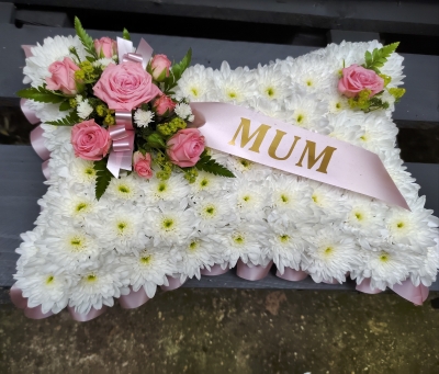 Traditional pink and white Pillow with sash